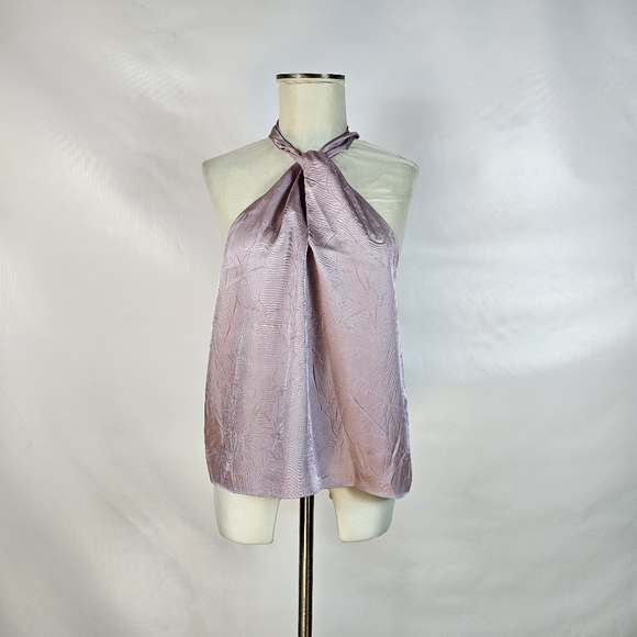 Jonathan Simkhai Katana Twist Front Halter Top in Dusty Rose Size Large - Picture 5 of 8